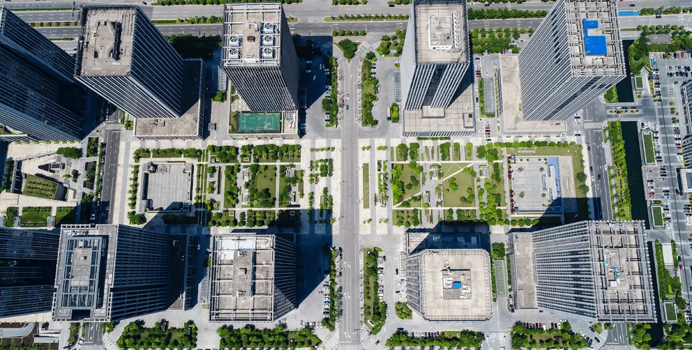 Aerial View of Urban Planning and Development